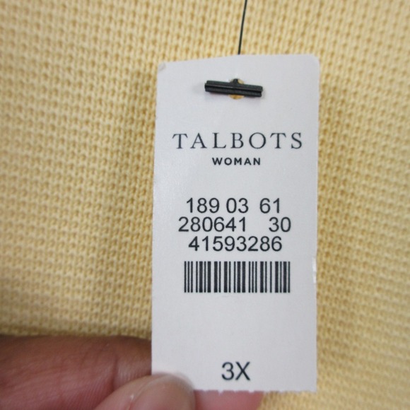Talbots Knit Blazer Jacket Woman 3X Butter Yellow Cotton Cardigan Preppy 960 - Picture 5 of 10